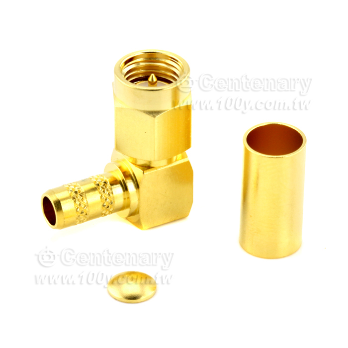 SMA Plug Crimp Right Angle For RG142,RG400; 11GHz VSWR 1.25 - 146964 Product Image