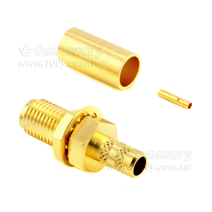SMA Jack Crimp Bulkhead for RG58,JBY195,LMR195; 6GHz VSWR 1.15 - 146966 Product Image