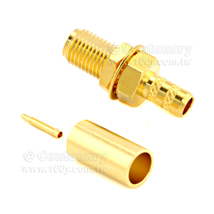 SMA Reverse Polarity Jack Crimp Bulkhead For RG58,JBY195,LMR195; 6GHz VSWR 1.2 - 146975 Product Image