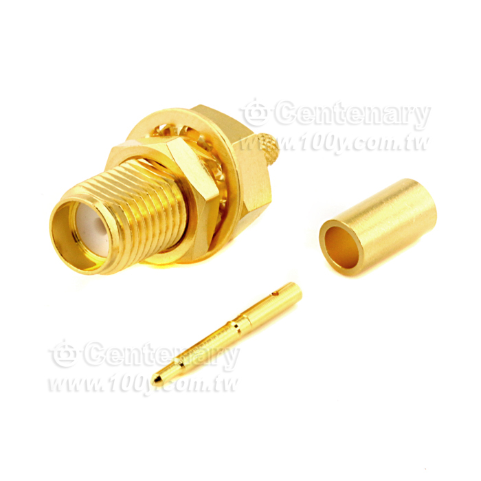 SMA Reverse Polarity Jack Crimp Bulkhead For RG174,RG188,RG316; 6GHz VSWR 1.25 - 146976 Product Image