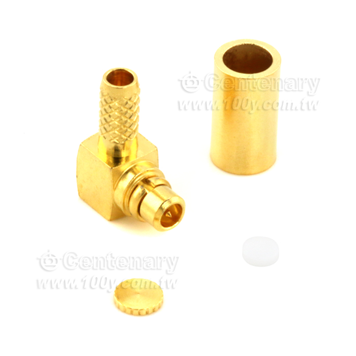 MMCX Plug Crimp Right Angle For RG174,RG188,RG316; 6GHz VSWR 1.2 - 92340 Product Image