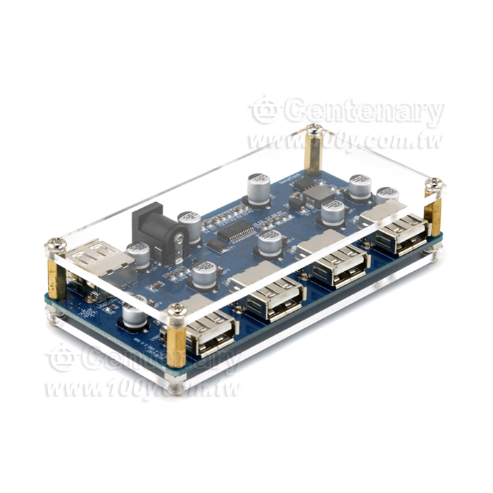 1轉4口USB2.0集線器帶透明亞克力殼7-28V供電 - 147879 產品圖片