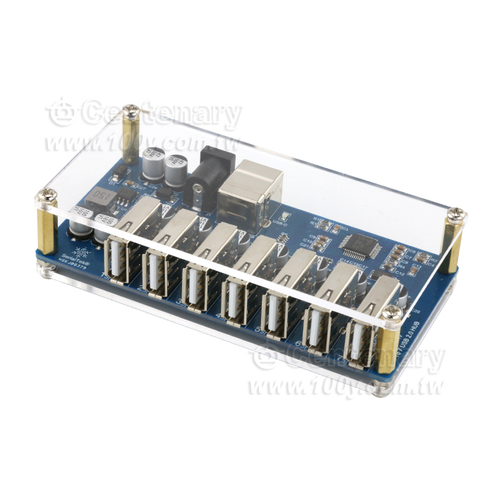 1轉7口USB2.0集線器帶透明亞克力殼 - 147878 產品圖片