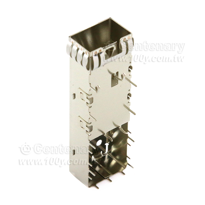 SFP+ IXI Cage Assembly, PCI, Solder Tails, External EMI Spring - 92849 Product Image