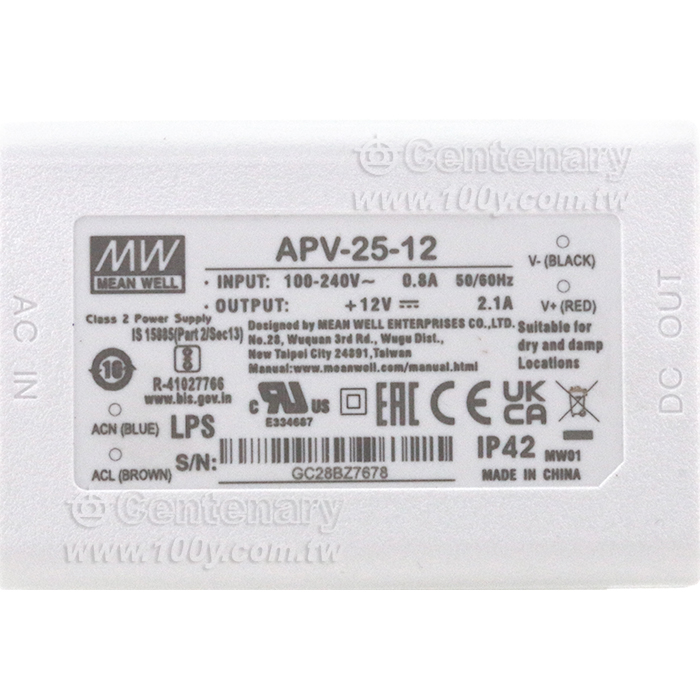 25W Single Output Switching Power Supply - 100139 Product Image