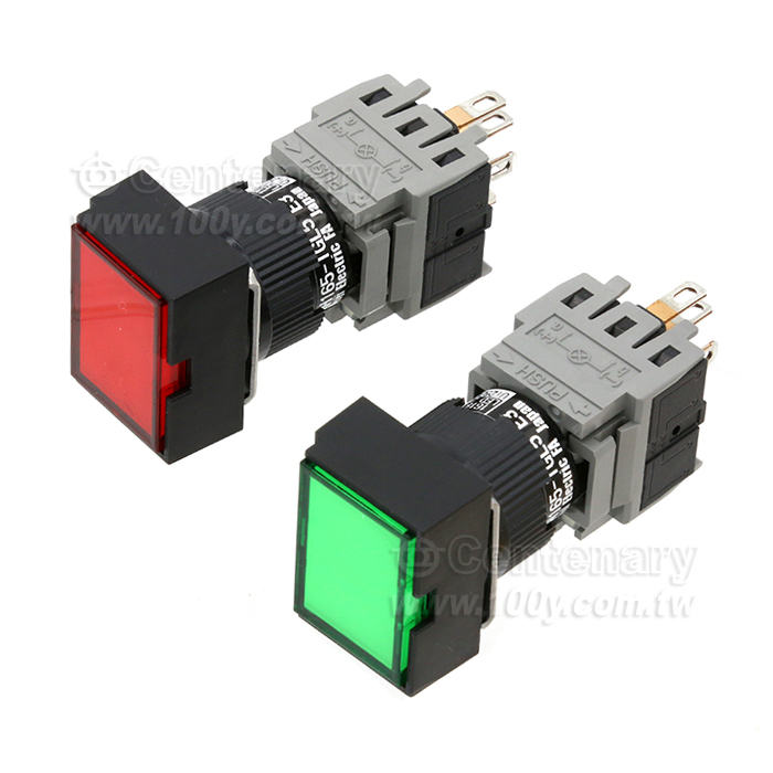 Fuji Electric矩形帶燈按鈕開 紅色1NO+1NC - 149467 產品圖片