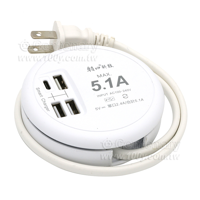 4USB收納式智慧快充延長線 - 93741 產品圖片