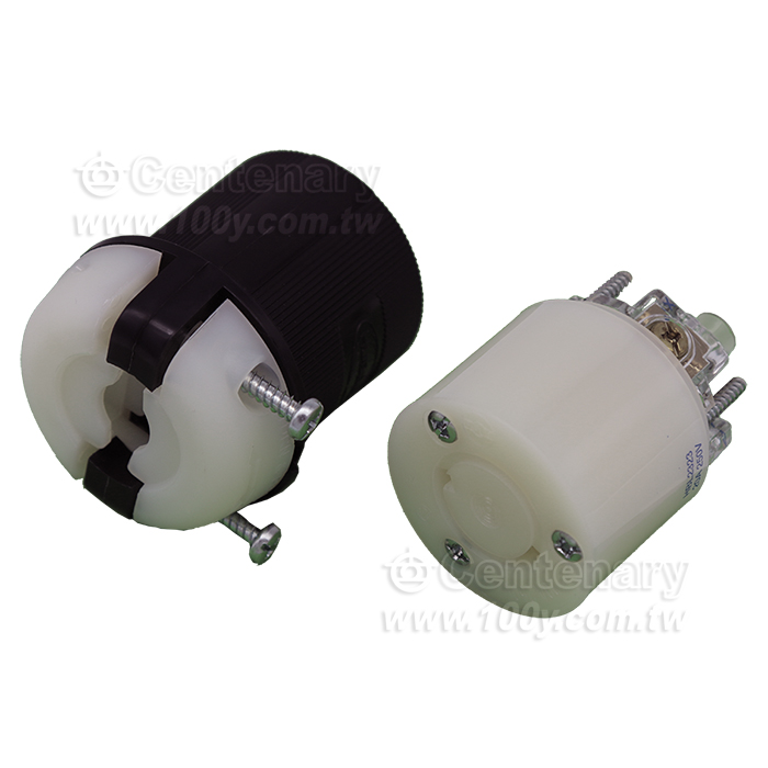 HUBBELL_Power Entry Connector, Power Entry, 20A, Black, White, Nylon (Polyamide) Body, 250V - 94451 Product Image