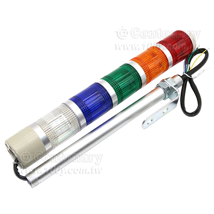 φ50桿式五層警示燈 12VAC/DC 紅橙綠藍白 - 94254 產品圖片