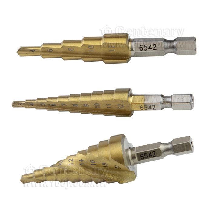 三合一鍍鈦階梯鑽頭 3-12mm+4-20mm+4-12mm - 158621 產品圖片