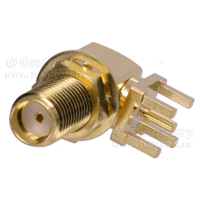 SMA Jack PCB Mount Bulkhead Right Angle With Round Contact - 94736 Product Image