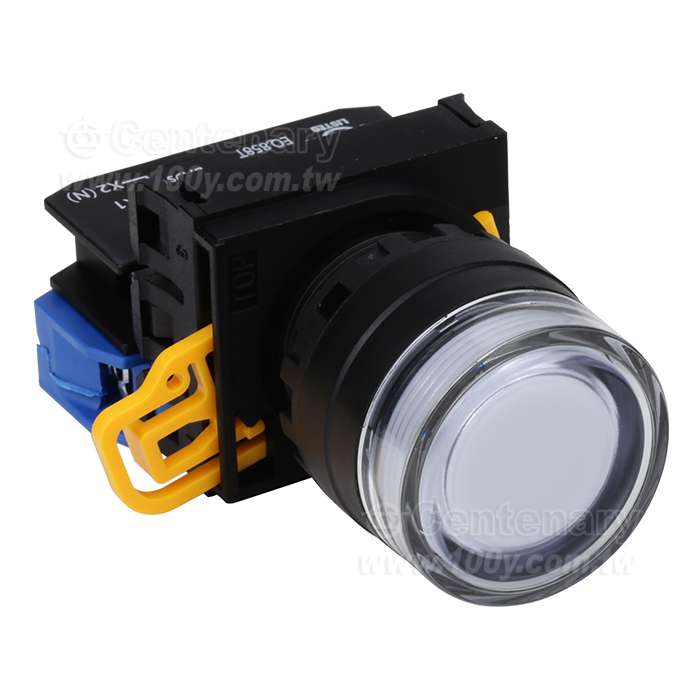 緊急停止按鈕開關22mm-全保護罩型凸頭形-LED瞬時型1NO  24VDC  白色 - 159033 產品圖片