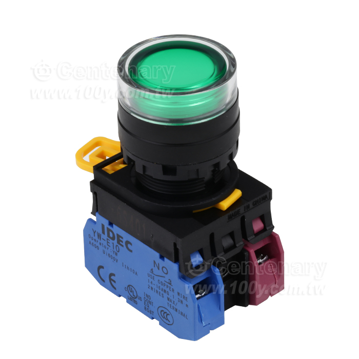 緊急停止按鈕開關22mm-全保護罩型凸頭形-白熾燈泡交替型1NO-1NC 24VDC綠色 - 159091 產品圖片