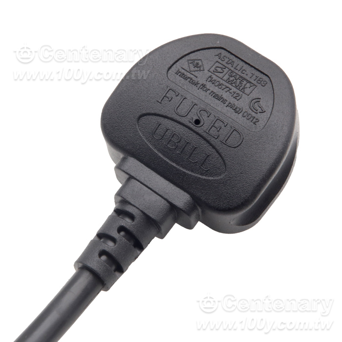 16AWG(1.5mm2) UK Style 3-Conductor Power Cord BSI 1.8M - 162771 Product Image
