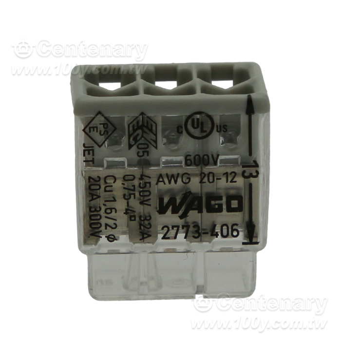 WAGO PUSH WIRER Wire connectors; Suitable for single and multi-strand wires; max. 4 mm2;  5 lines; Transparent shell; Gary  cover - 163026 Product Image