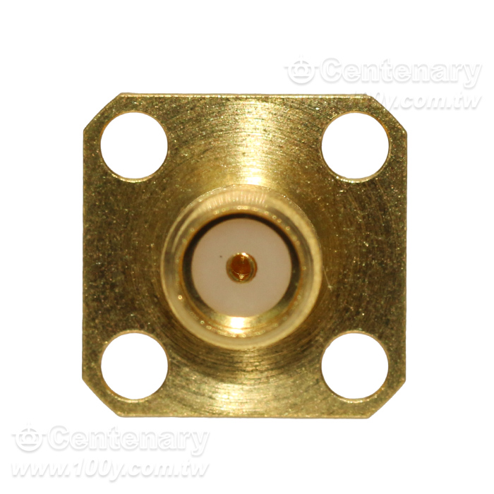 SMA jack SQ 12.7mm 4 hole flange with solder cup contact; 18GHz VSWR1.2 - 163382 Product Image