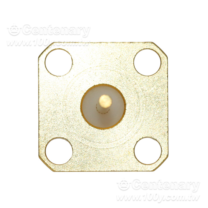 SMA jack SQ 12.7mm 4 hole flange with round contact (Φ1.27;L=7.55) & dielectric recessed 0.6mm from flange face; 18GHz VSWR1.2 - 163387 Product Image