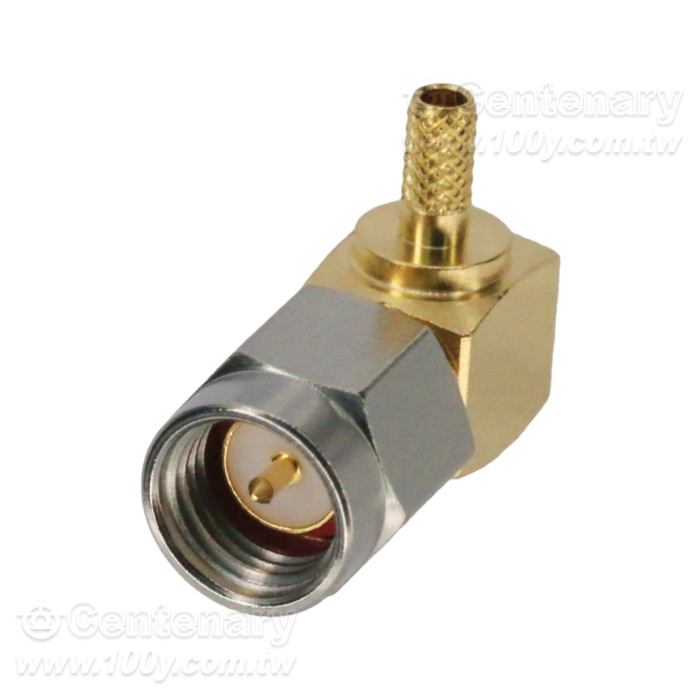 SMA plug crimp right angle for RG174,RG188,RG316; 11GHz VSWR1.2 - 163422 Product Image
