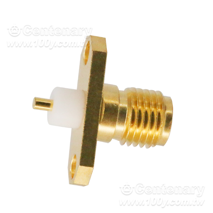 SMA jack Φ16mm 2 hole flange with round contact (Φ1.27;L=2); PTFE L=3; 18GHz VSWR1.2 - 163499 Product Image