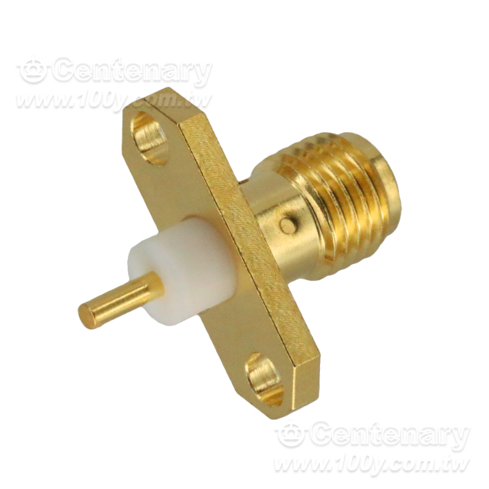 SMA jack Φ16mm 2 hole flange with round contact (Φ1.27;L=4.05), PTFE L=3; 18GHz VSWR1.2 - 163501 Product Image