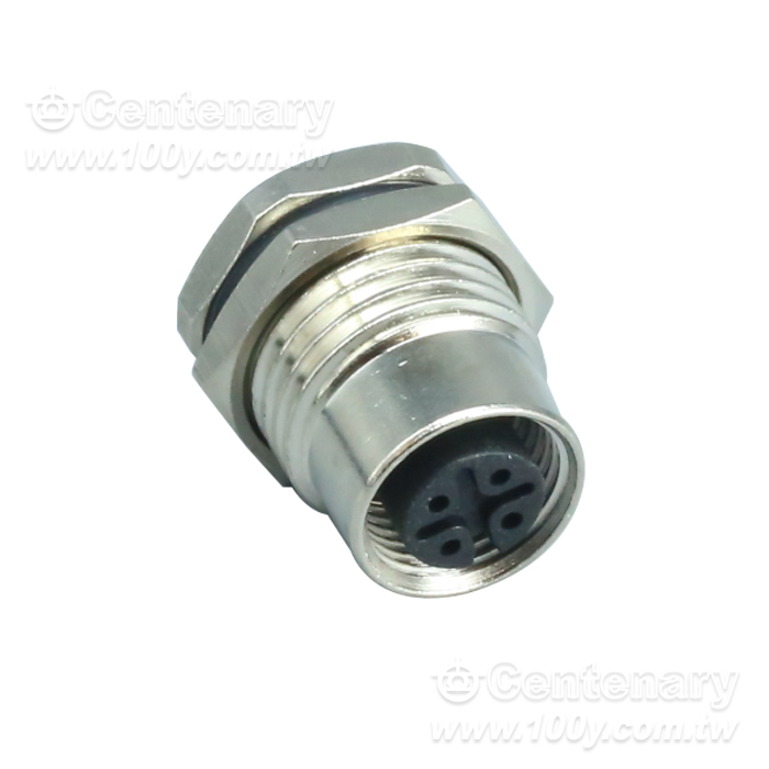 傳感連接器 M12焊線式4P母座 （ M16*1.5前板安裝） - 166097 產品圖片