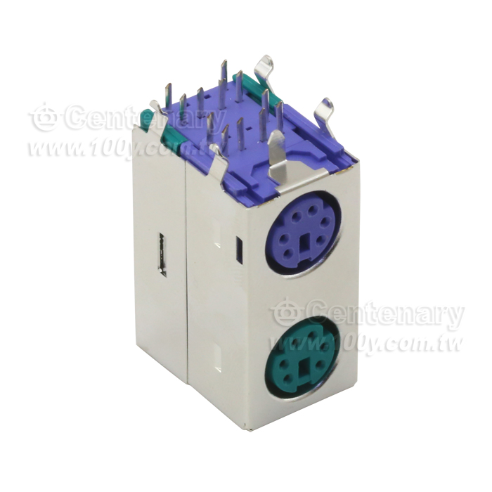 Shielded Double mini-DIN  PCB Mount Socket - 18924 Product Image