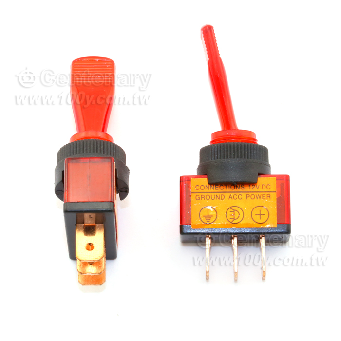 3P 2段帶燈開關 12V/6A 紅色 - 90050 產品圖片
