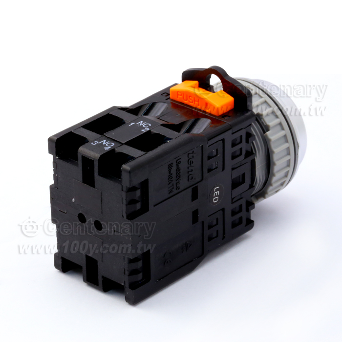 φ30mm 按鈕開關 24VAC/DC LED/1a1b/藍平頭 - 44058 產品圖片