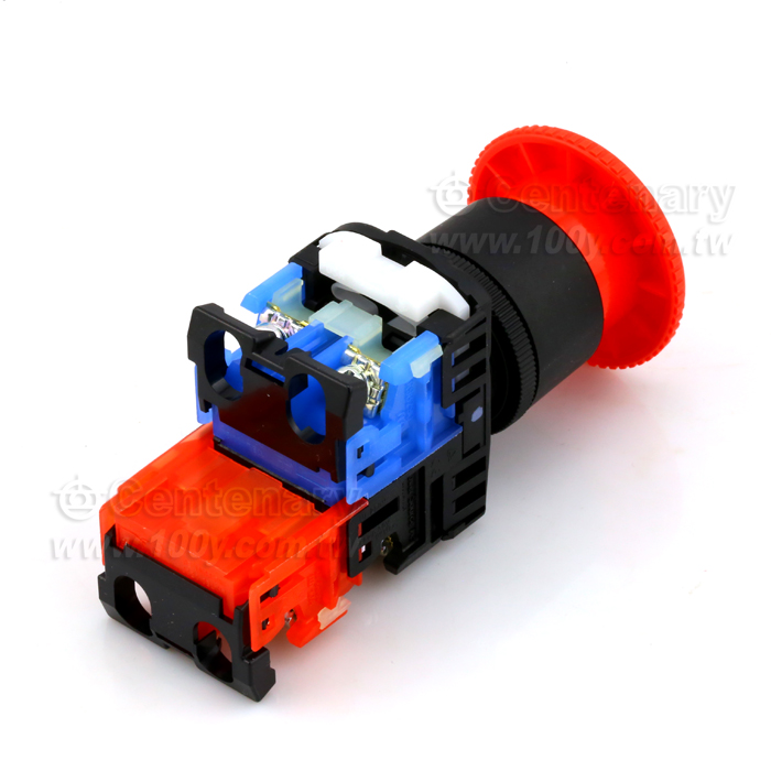 22mm_緊急按鈕 LED開關紅色 1NO+1NC - 97634 產品圖片