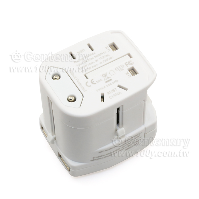 全球通用旅行轉換插座/雙USB 5V/2.1A 白色 - 102200 產品圖片