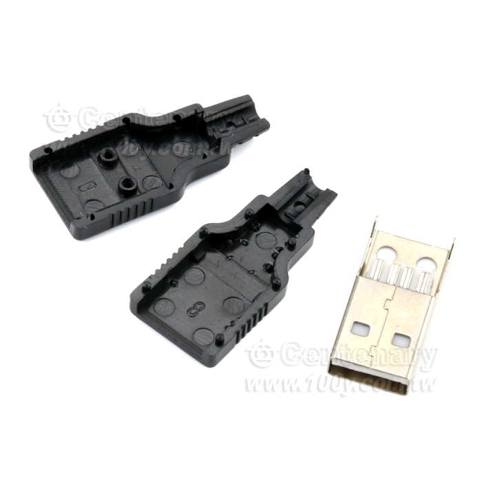 USB 2.0 A Type 公頭 三件式出線連接器 - 104228 產品圖片