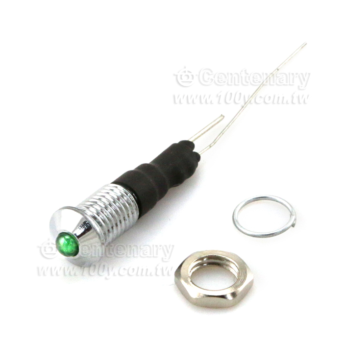 Φ6mm 5V 綠色 LED金屬指示燈 - 106971 產品圖片