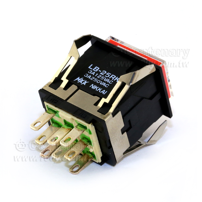 紅蓋長方型帶燈開關 28V - 114014 產品圖片