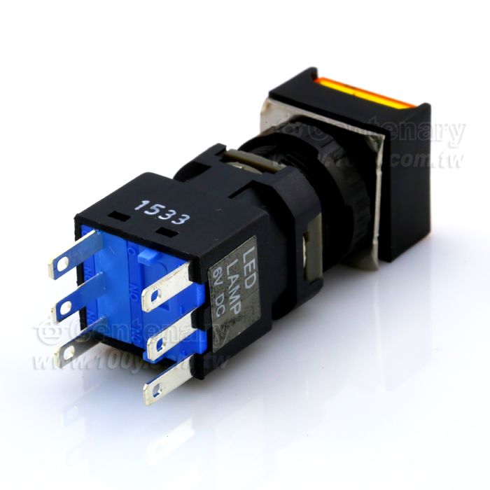 帶燈按鍵開關 黃色 LED 6VDC - 44186 產品圖片