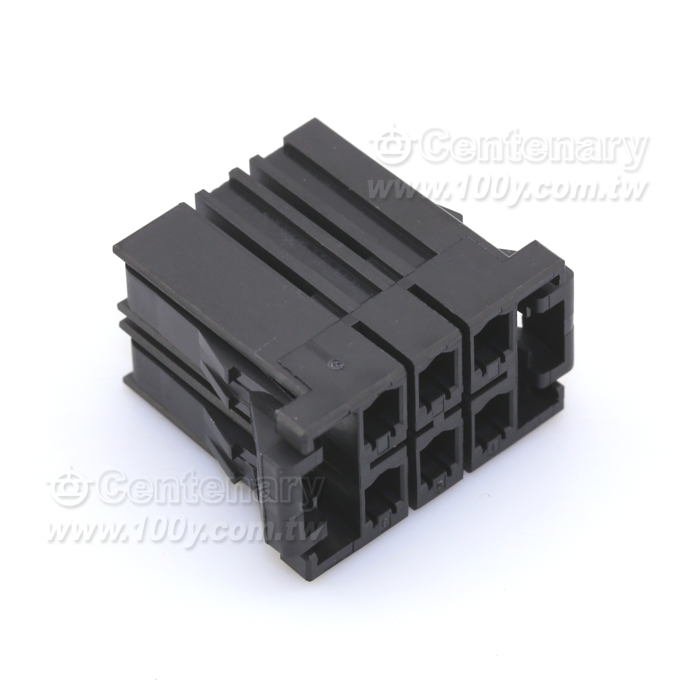TE  6 Position Rectangular Housing Connector Plug Black 0.200" (5.08mm) - 110536 Product Image