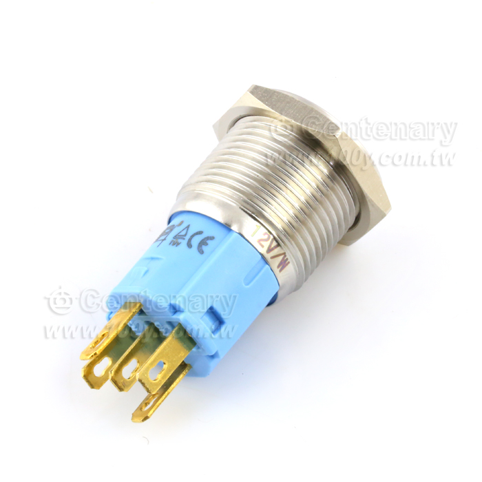 Φ16mm不銹鋼帶燈按鈕開關(自復型)  LED12V 紅色 - 113808 產品圖片
