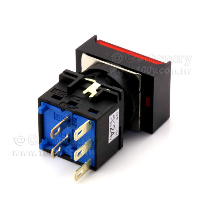 長方形按鈕開關 SPDT AC/DC24V 紅色 - 114418 產品圖片