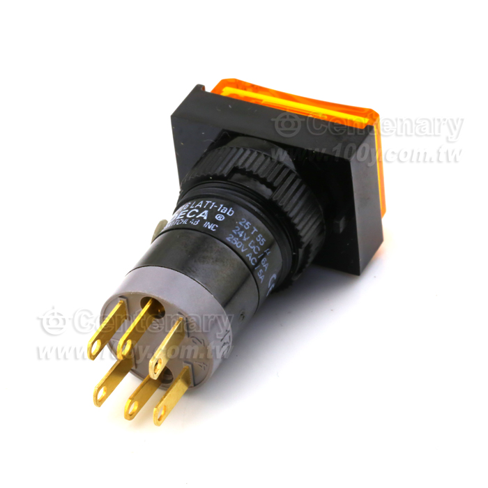 Φ16mm 按鈕開關 黃色蓋含燈 220V - 115567 產品圖片