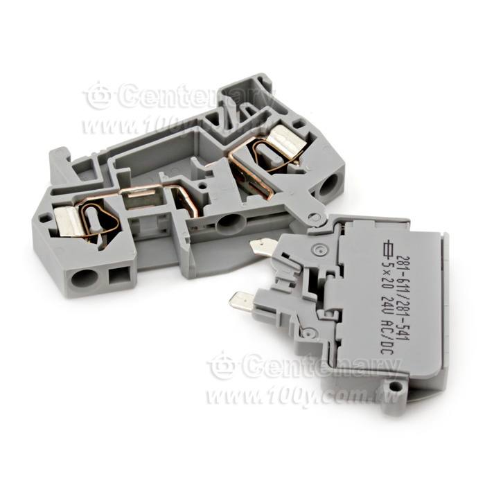 Fused Disconnect Terminal Block With Pivoting Fuse Holder For 5*20mm Miniature Metric Fuse 24V With Blown Fuse Indication by LED - 117498 Product Image