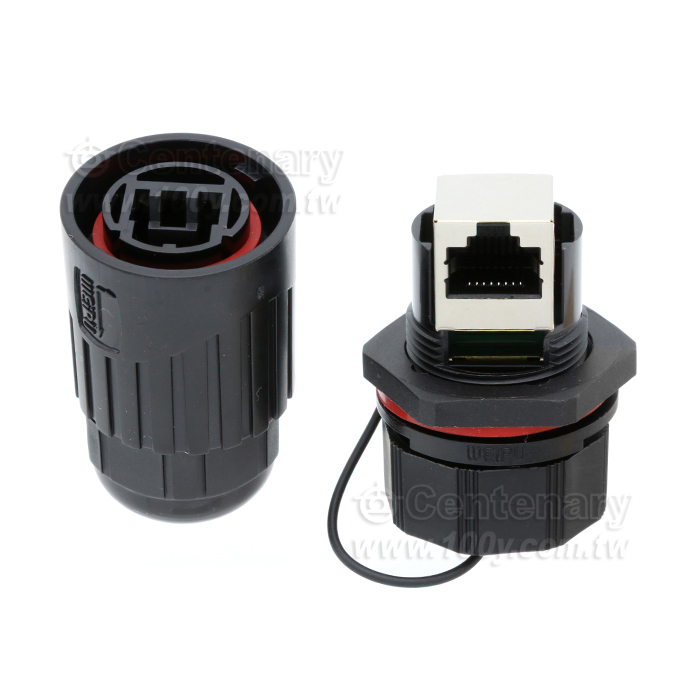 Rectangular RJ45 network connector. - 119221 Product Image