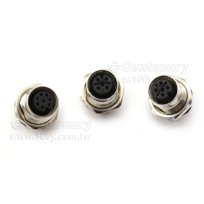 M12 Male Panel mount Connector, Female, Front Fastened, Solder - 122071 Product Image