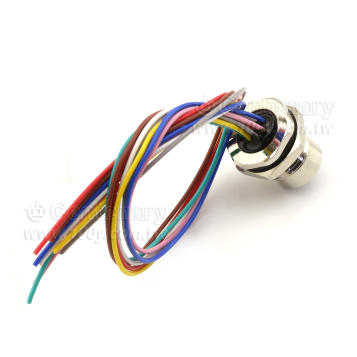 M12 Male Panel Mount Connector, Female, Front Fastened, With Single Wire - 122078 Product Image