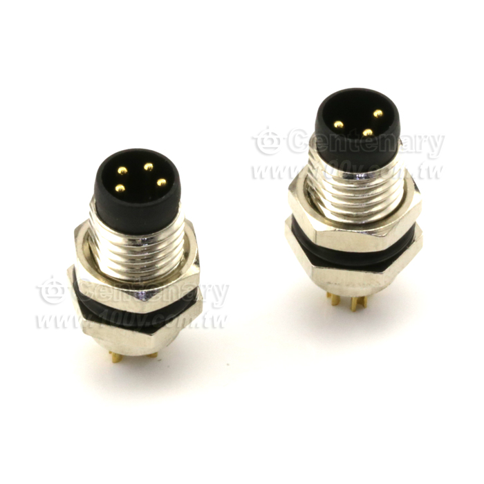 M8 Male Panel Mount Connector, Front Fastened with M8*1, Solder - 122011 Product Image