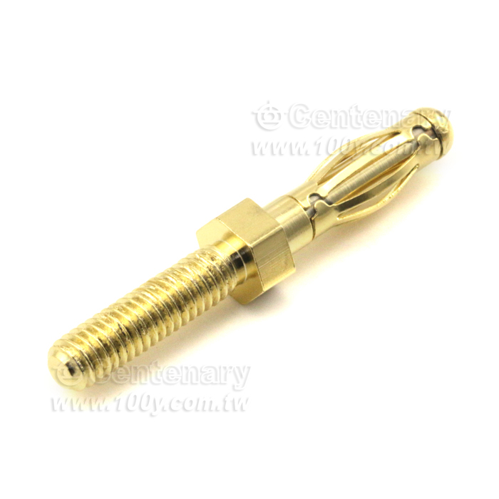 裸露香蕉插頭-4mm/M4*15-燈籠型六角鍍金 - 130343 產品圖片