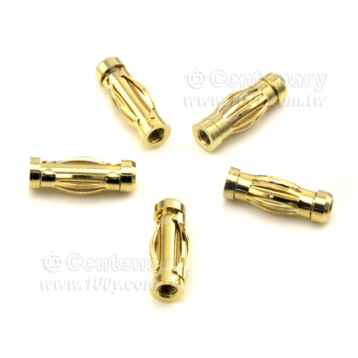 4mm香蕉插頭-銅鍍金燈籠花-M3內螺紋 L:15.6mm - 130336 產品圖片