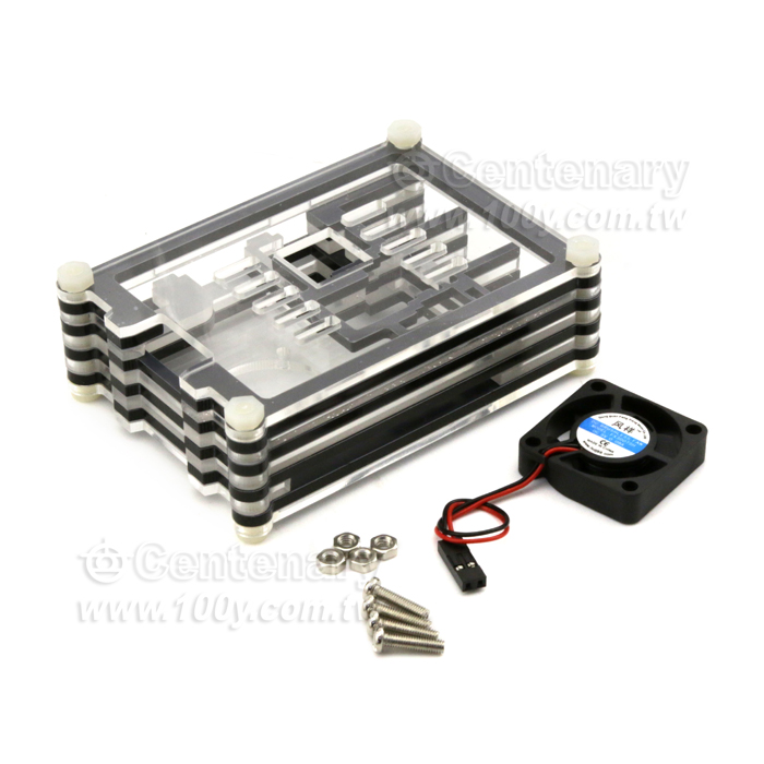 PI3B+9層亞克力透明黑外殼+風扇 適用樹莓派3B+ - 130208 產品圖片