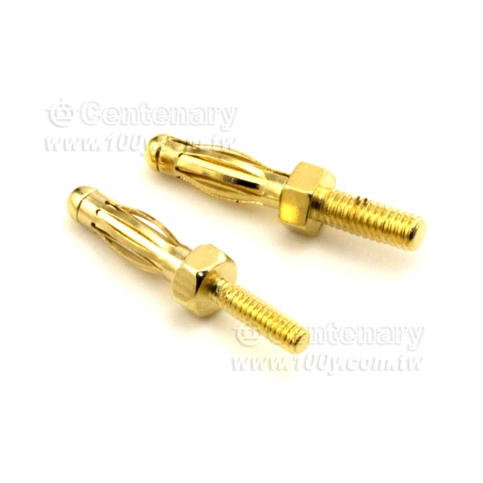 裸露香蕉插頭-2.5mm/M2*6.5-燈籠型六角鍍金 - 130328 產品圖片
