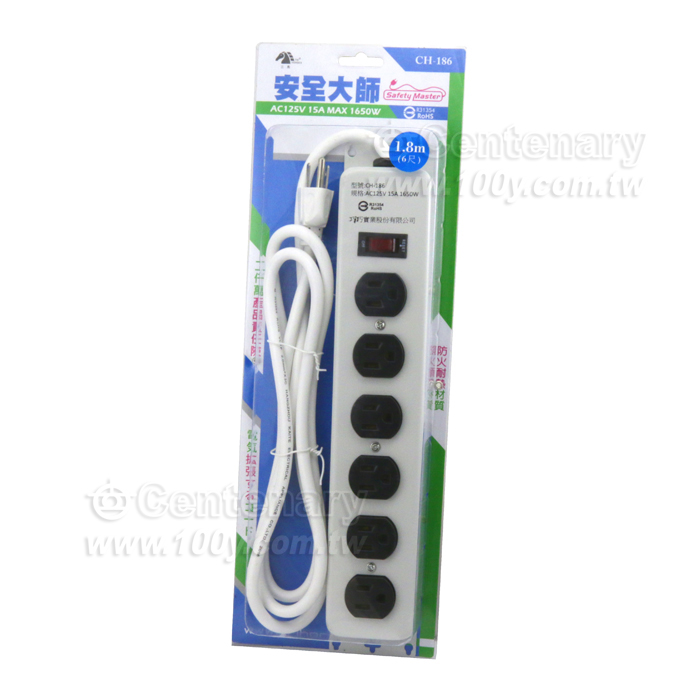 1開6插電腦延長線 1.8M - 130865 產品圖片