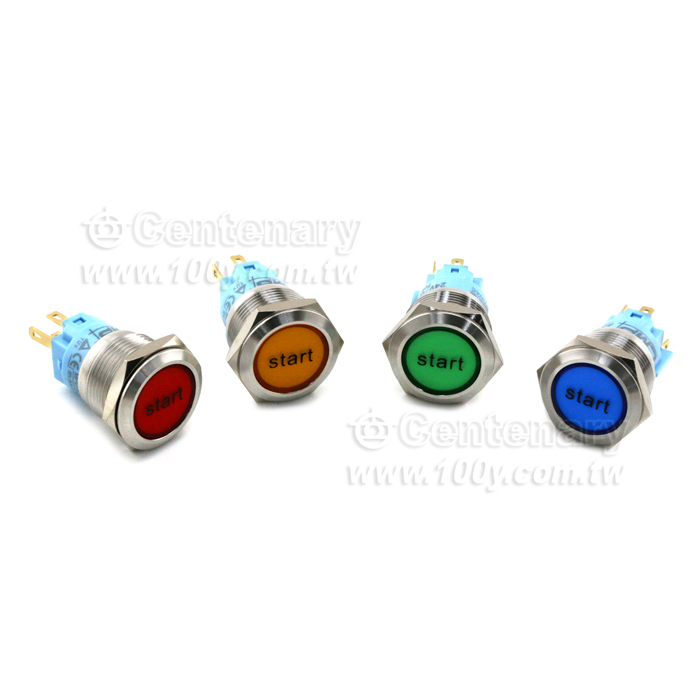 圓形發光金屬按鍵開關 綠色 19mm 24V - 131971 產品圖片