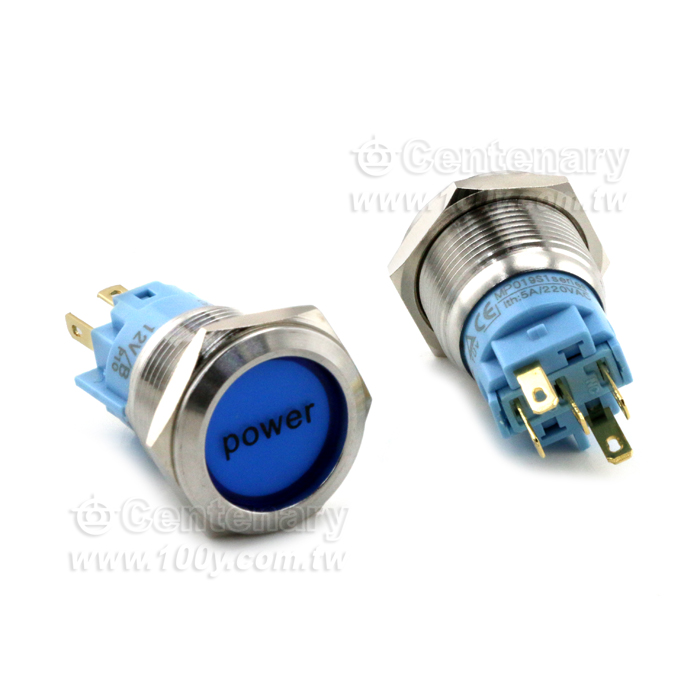 圓形發光金屬按鍵開關 藍色 19mm 12V - 131958 產品圖片